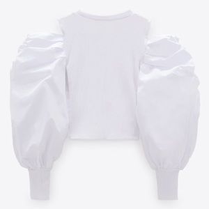 Zara White Cold Shoulder Crop Top